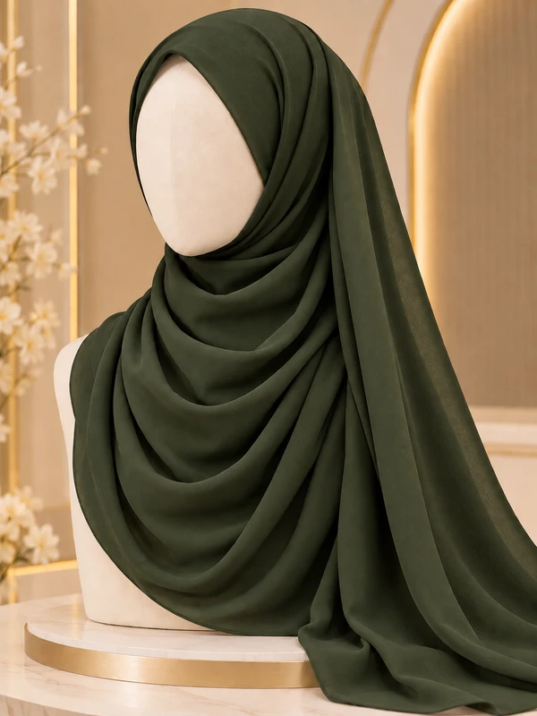 Army Green Premium Georgette Hijab
